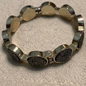 Elegant Black Druzy Stone Gold Magnetic Clasp Women's Bracelet